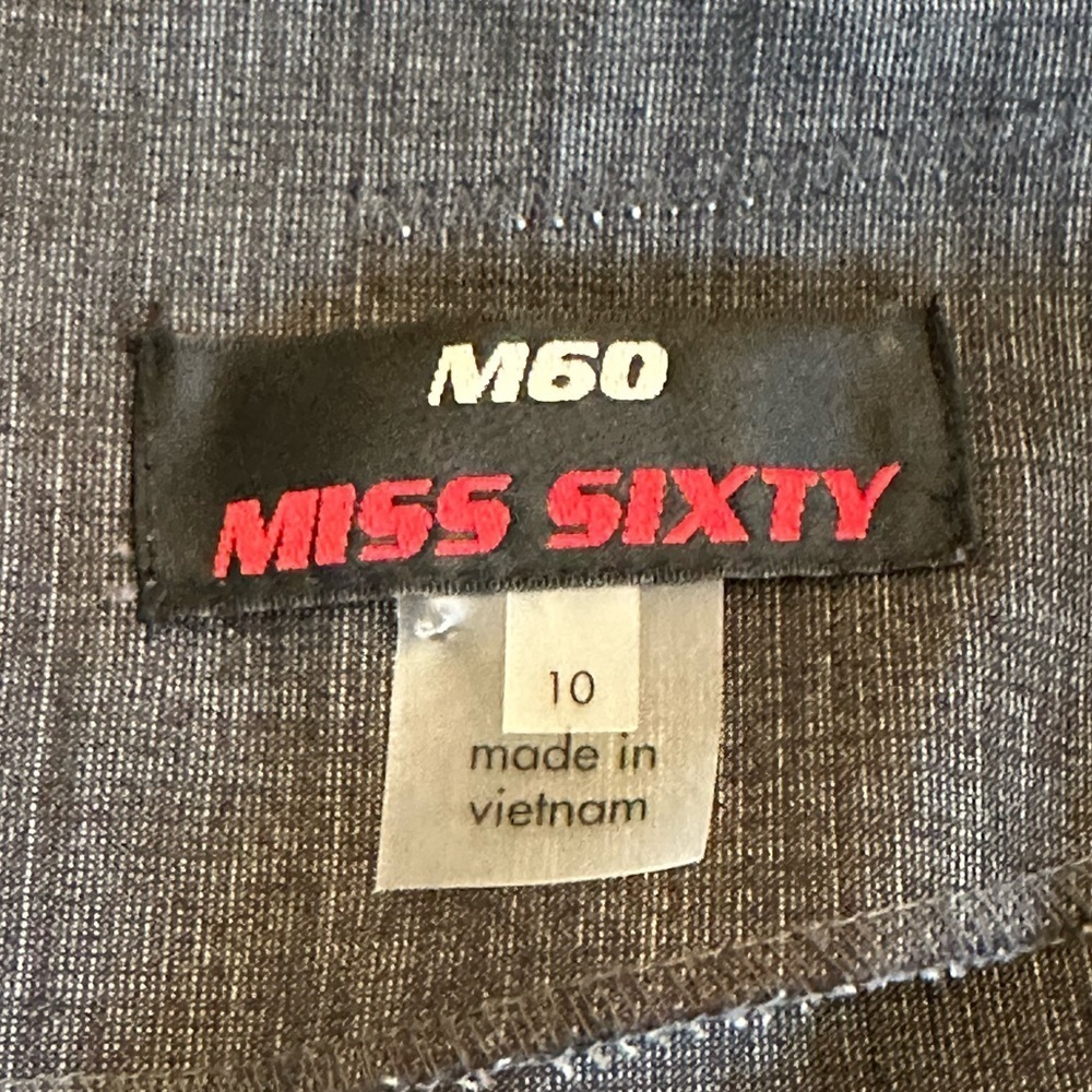 Miss Sixty | Gray Sheath Dress with Wide Neckline, Zippers and Zigzag Stitching - Picture 9 of 12